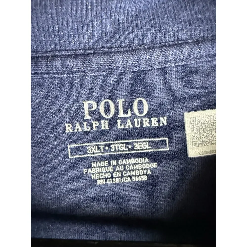Polo Ralph Lauren Luxury Jersey Shawl Pullover Sweater Men 3XLT Blue Knit Preppy